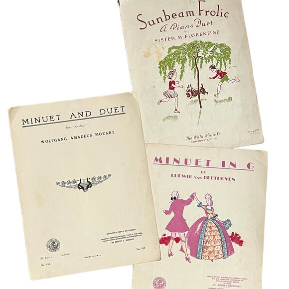 Sunbeam Frolic Minuet and Duet and Minuet in G Paper Sheet Music Bundle As-is - Picture 2 of 12
